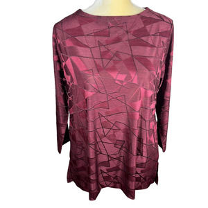 Terra SJ Apparel Maroon Geometric Boxy Top Blouse EUC Size Large